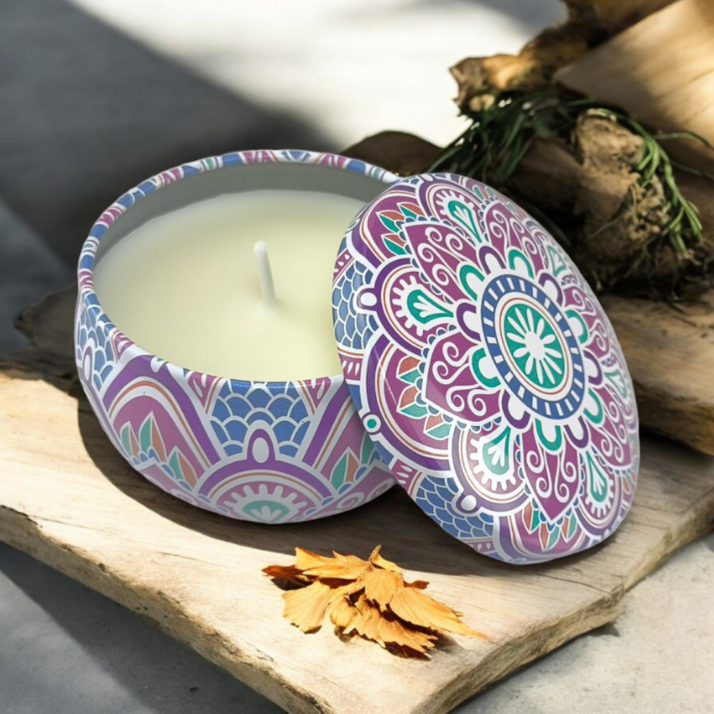 Vela Perfumada Suave em Latinha Decorada