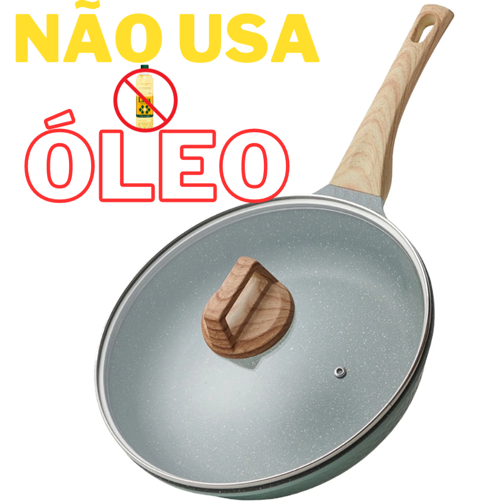 Frigideira Antiaderente Alumínio Com Revestimento Cerâmico Tampa Em Vidro Temperado Premium Funda