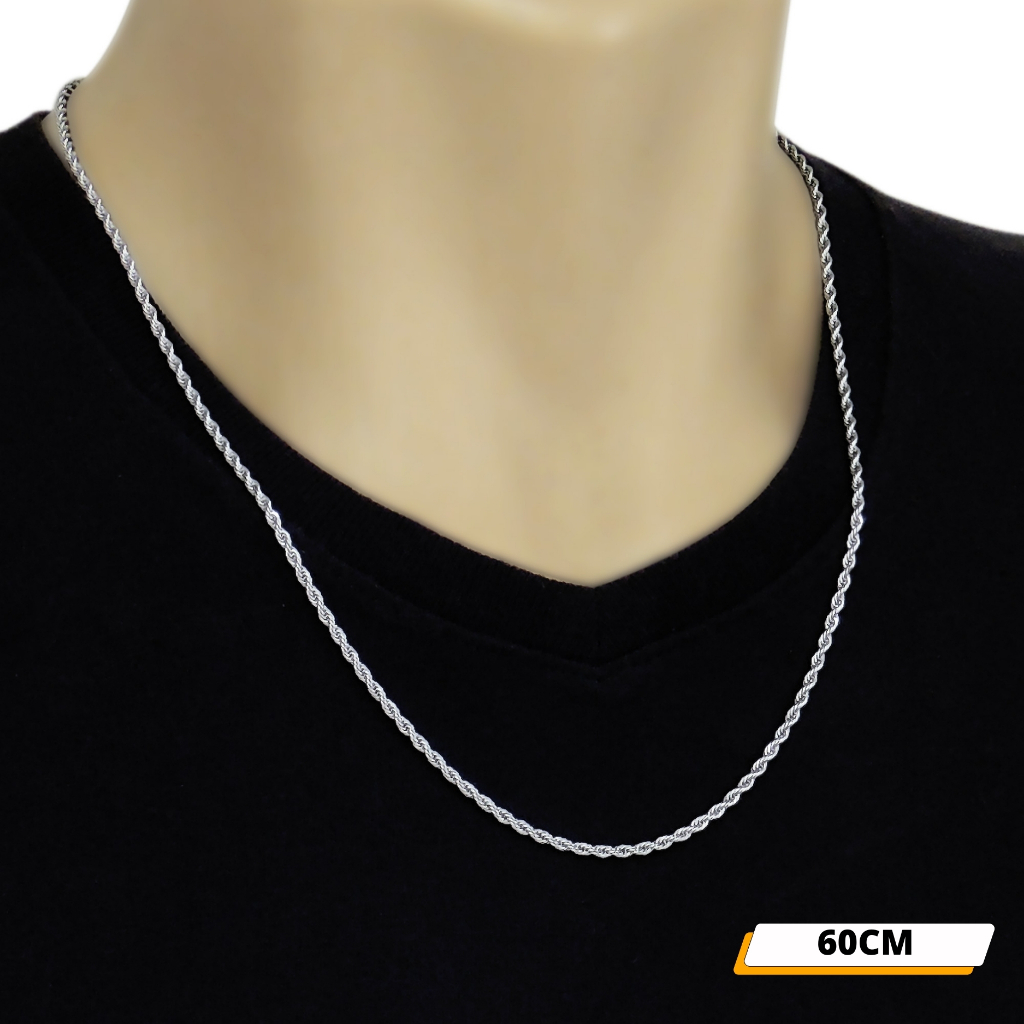 Corrente Masculina Cartier malha torcida em Aço Inoxidável 