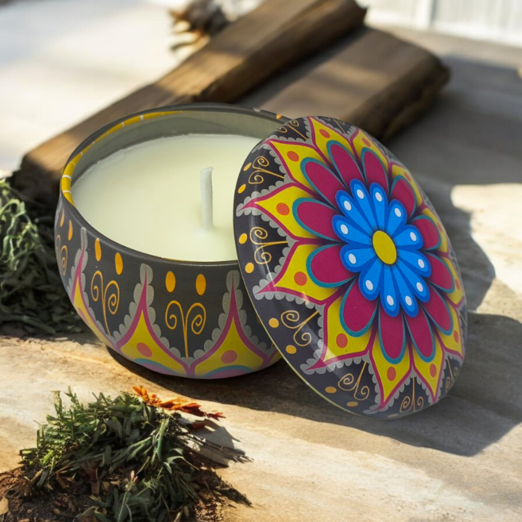 Vela Perfumada Suave em Latinha Decorada