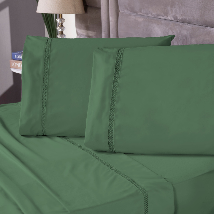 Kit Jogo de Lençol 400 Fios Casal Luxo Bordado Ponto Infinity - Solteiro, Casal, Queen e King