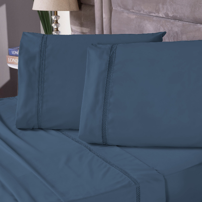 Kit Jogo de Lençol 400 Fios Casal Luxo Bordado Ponto Infinity - Solteiro, Casal, Queen e King