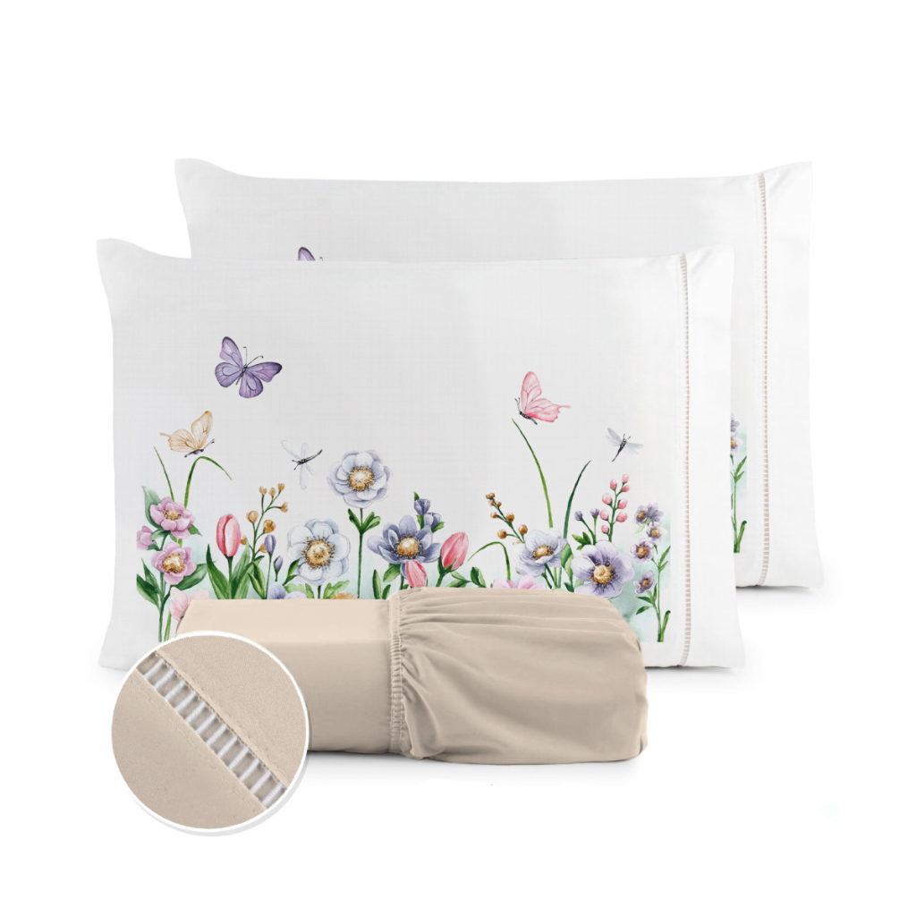 Jogo de Lençol Obra Prima em Micropercal 400 Fios 3 peças - Solteiro / Casal / Queen / King