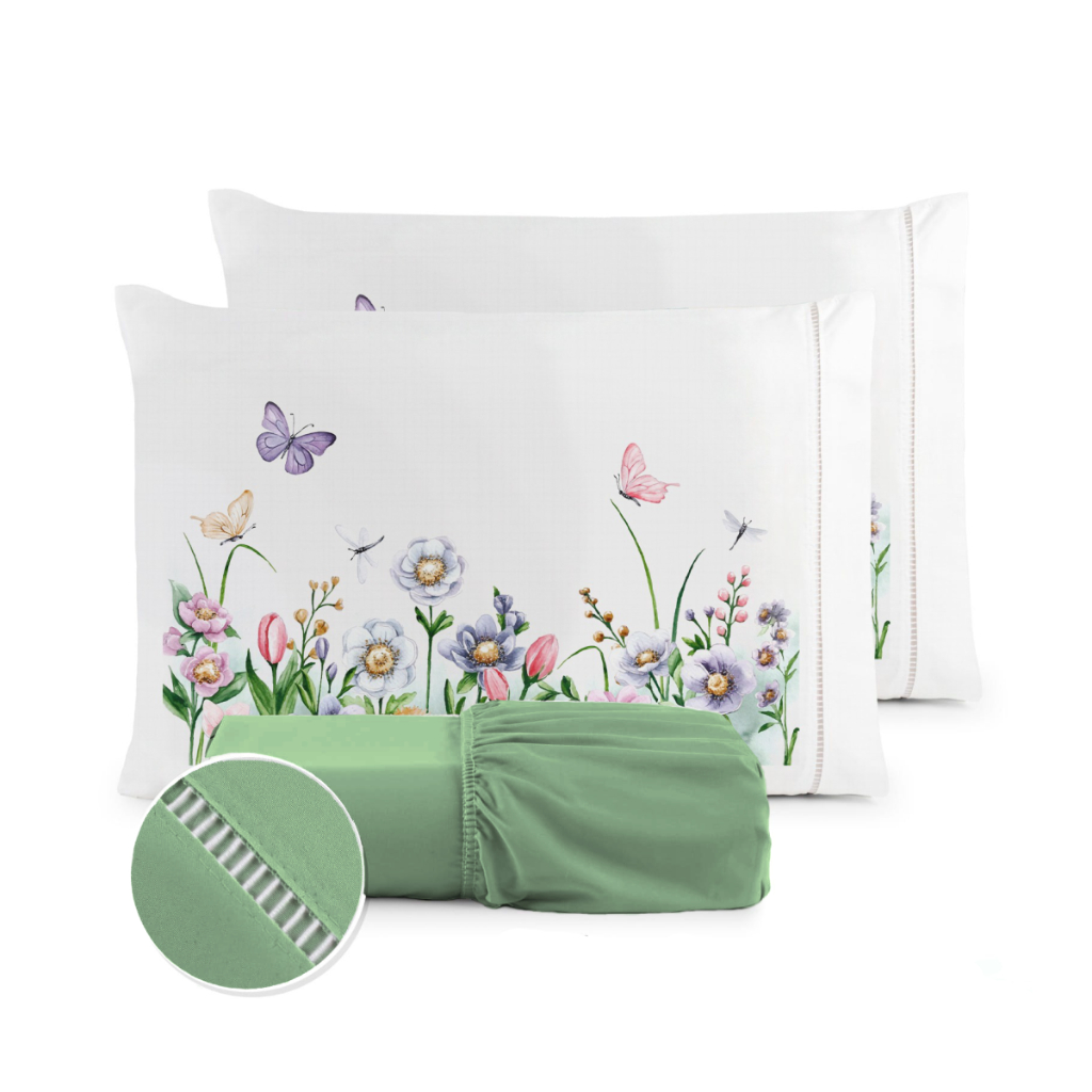 Jogo de Lençol Obra Prima em Micropercal 400 Fios 3 peças - Solteiro / Casal / Queen / King