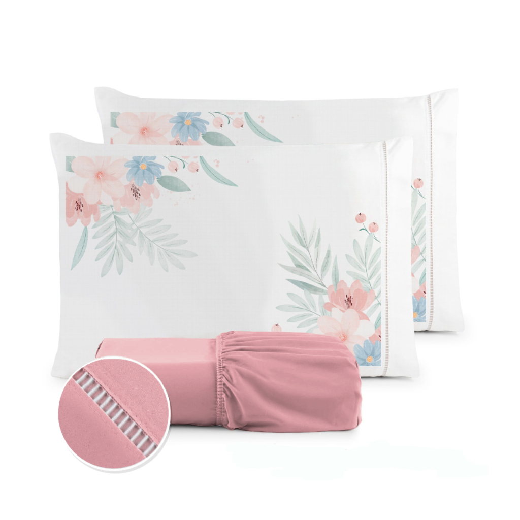 Jogo de Lençol Obra Prima em Micropercal 400 Fios 3 peças - Solteiro / Casal / Queen / King