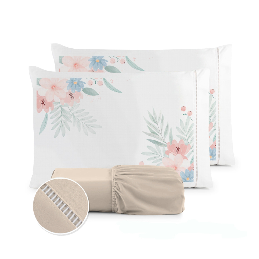 Jogo de Lençol Obra Prima em Micropercal 400 Fios 3 peças - Solteiro / Casal / Queen / King