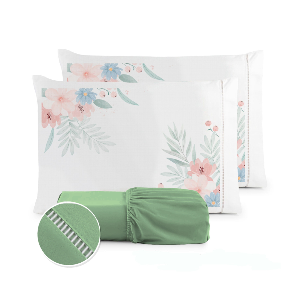 Jogo de Lençol Obra Prima em Micropercal 400 Fios 3 peças - Solteiro / Casal / Queen / King