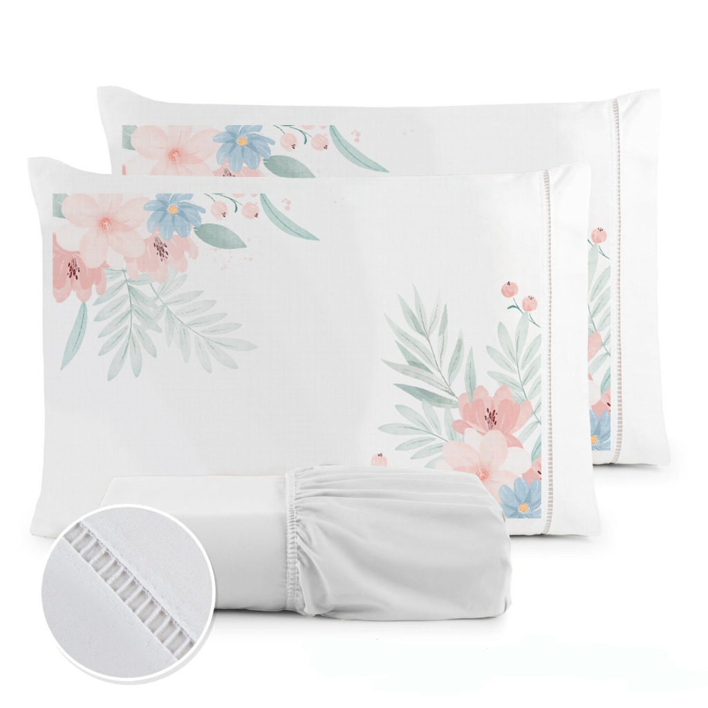 Jogo de Lençol Obra Prima em Micropercal 400 Fios 3 peças - Solteiro / Casal / Queen / King