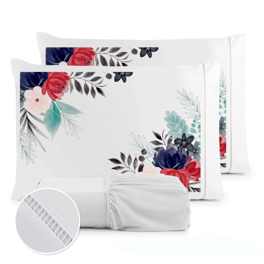 Jogo de Lençol Obra Prima em Micropercal 400 Fios 3 peças - Solteiro / Casal / Queen / King