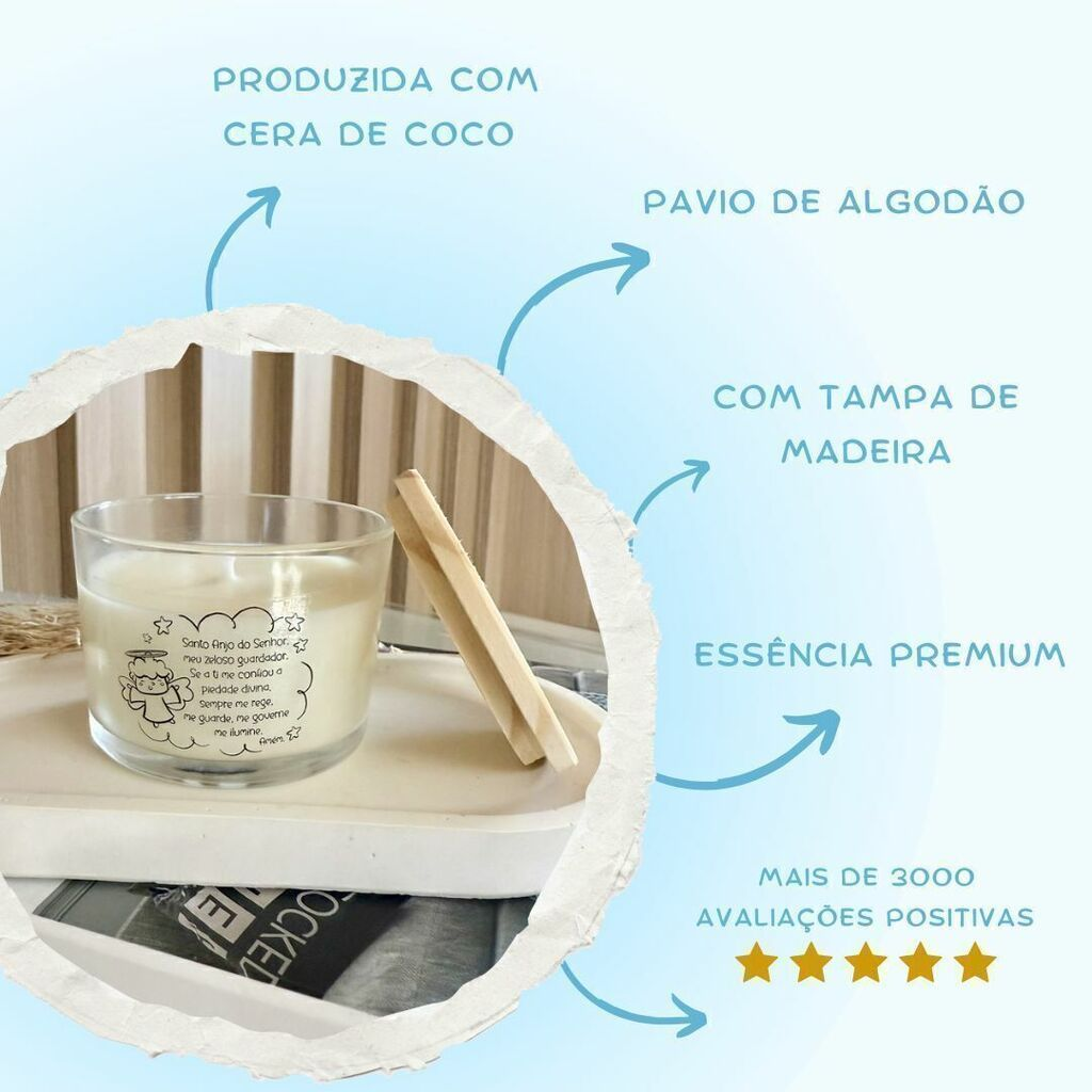 Vela vegana perfumada Oração Anjo da Guarda - 100g