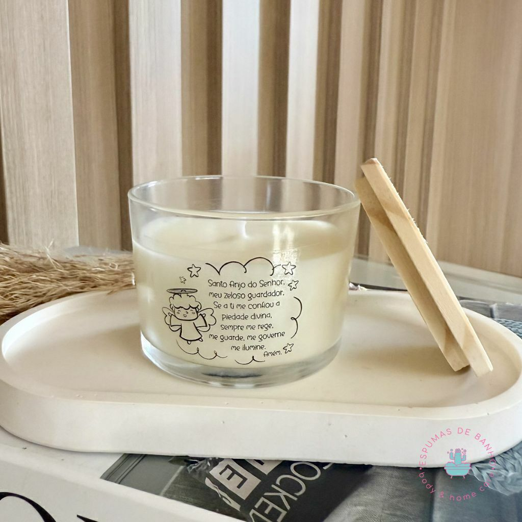Vela vegana perfumada Oração Anjo da Guarda - 100g
