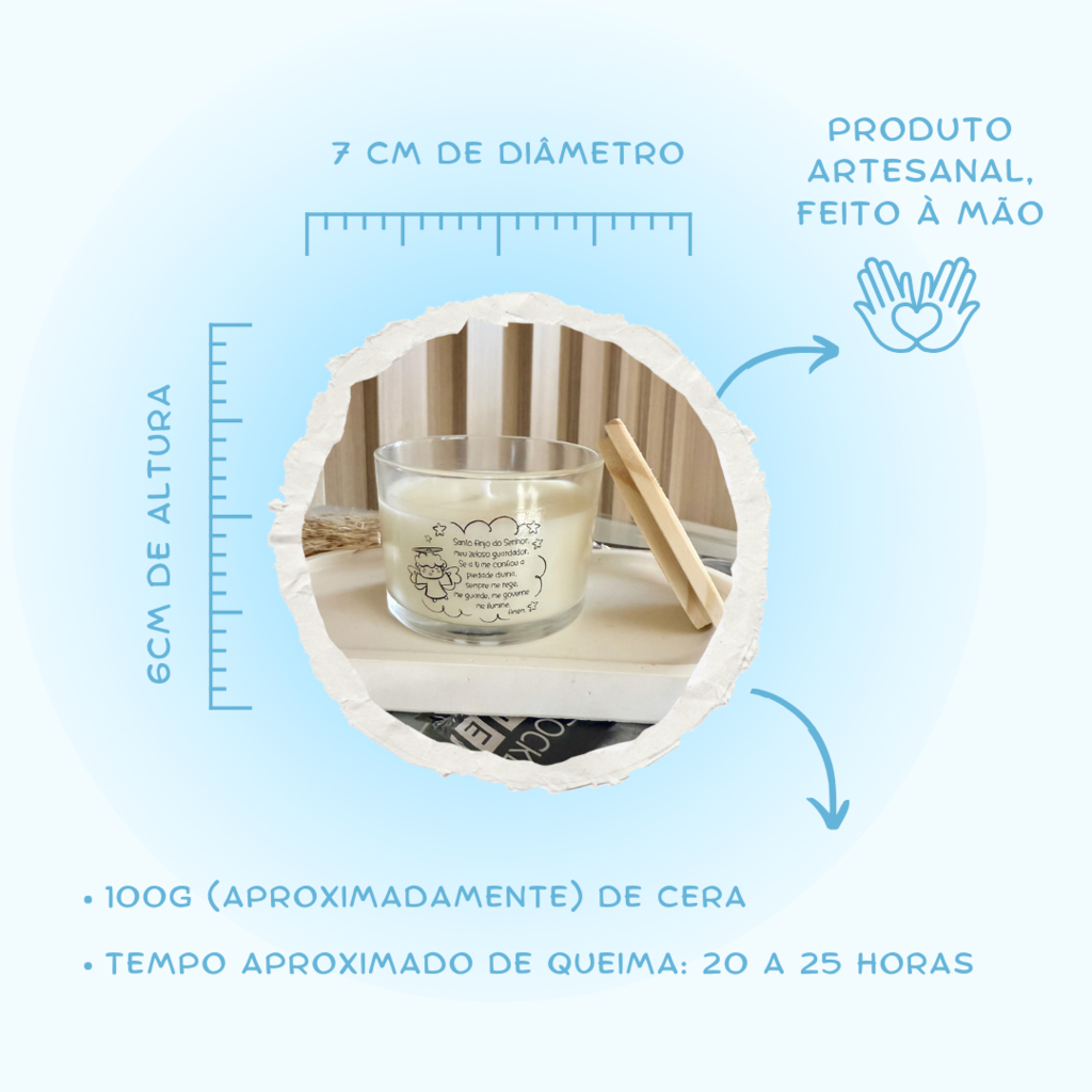 Vela vegana perfumada Oração Anjo da Guarda - 100g