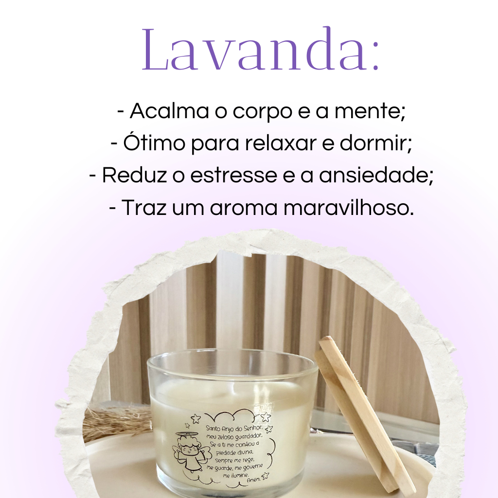 Vela vegana perfumada Oração Anjo da Guarda - 100g