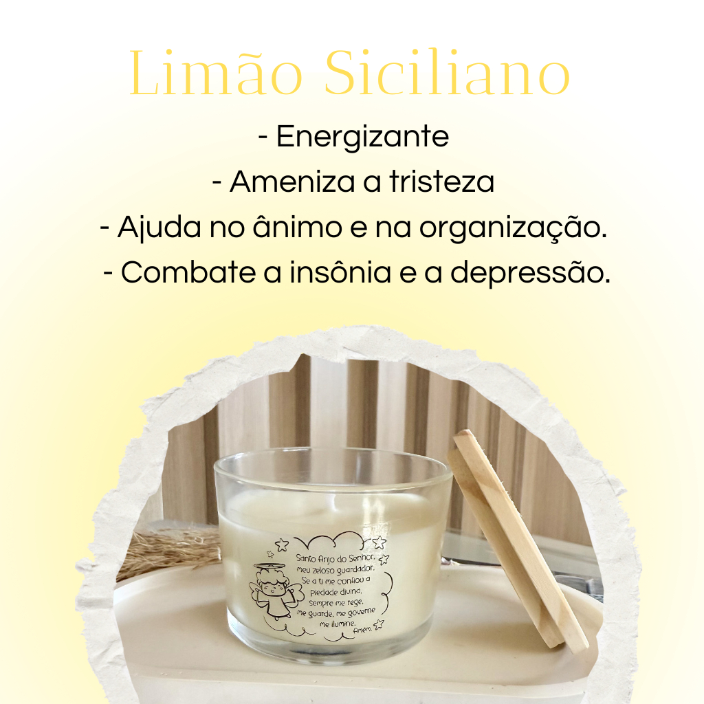 Vela vegana perfumada Oração Anjo da Guarda - 100g