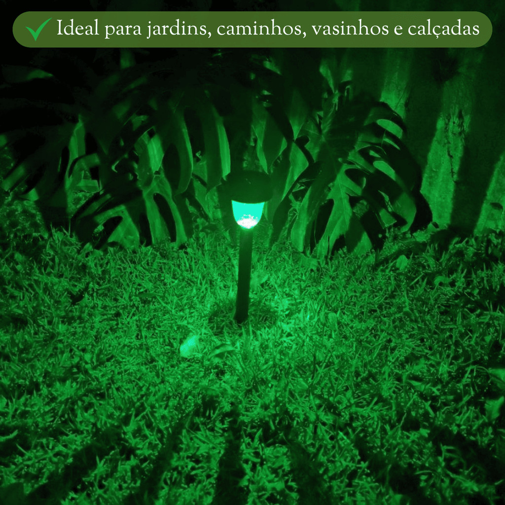 Kit 6 Luminárias Espeto Luz Solar Jardim