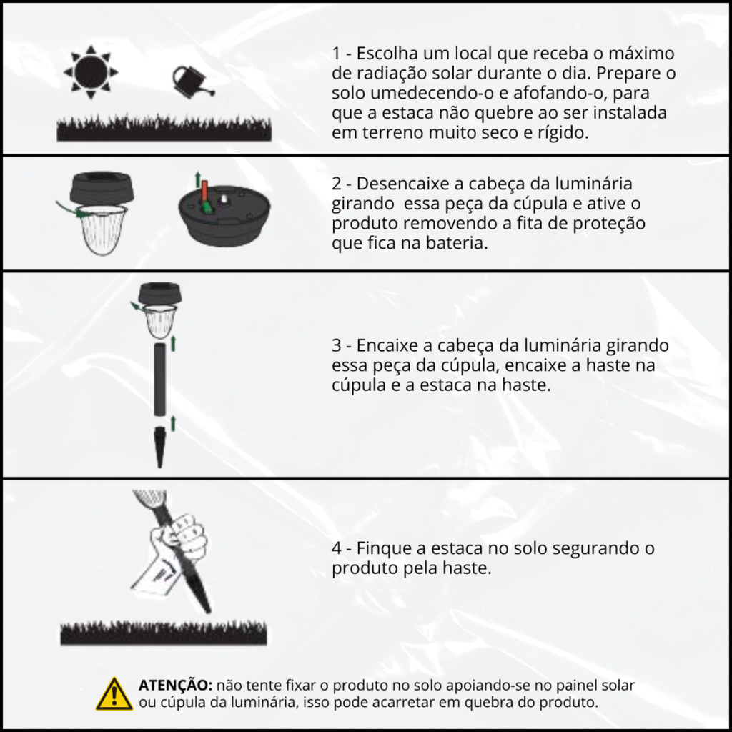 Kit 6 Luminárias Espeto Luz Solar Jardim