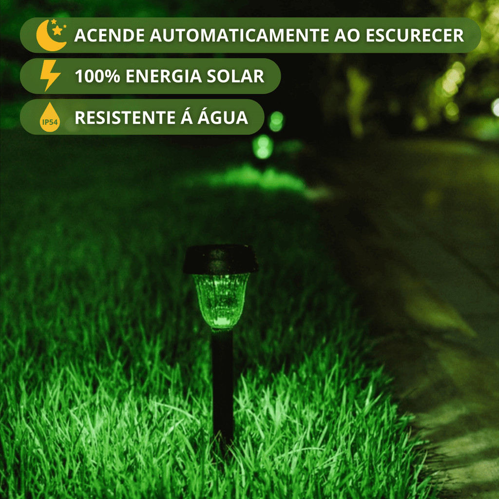 Kit 6 Luminárias Espeto Luz Solar Jardim