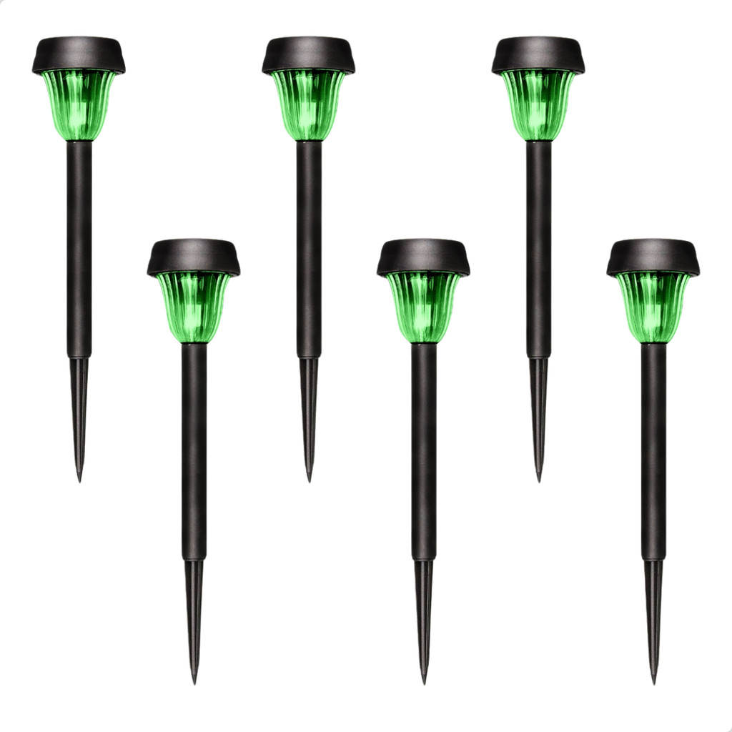 Kit 6 Luminárias Espeto Luz Solar Jardim