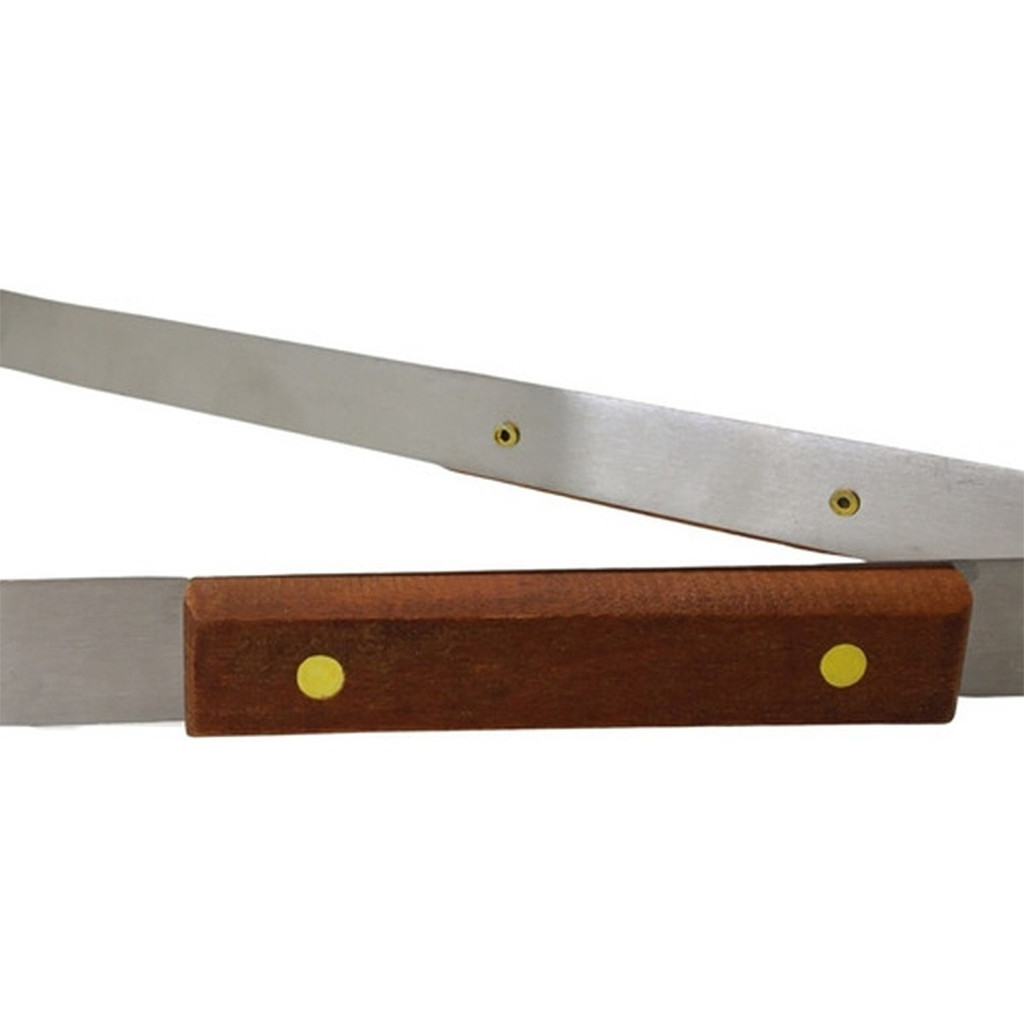 Pegador Para Carne Churrasco Aço Inox E Madeira 38 Cm