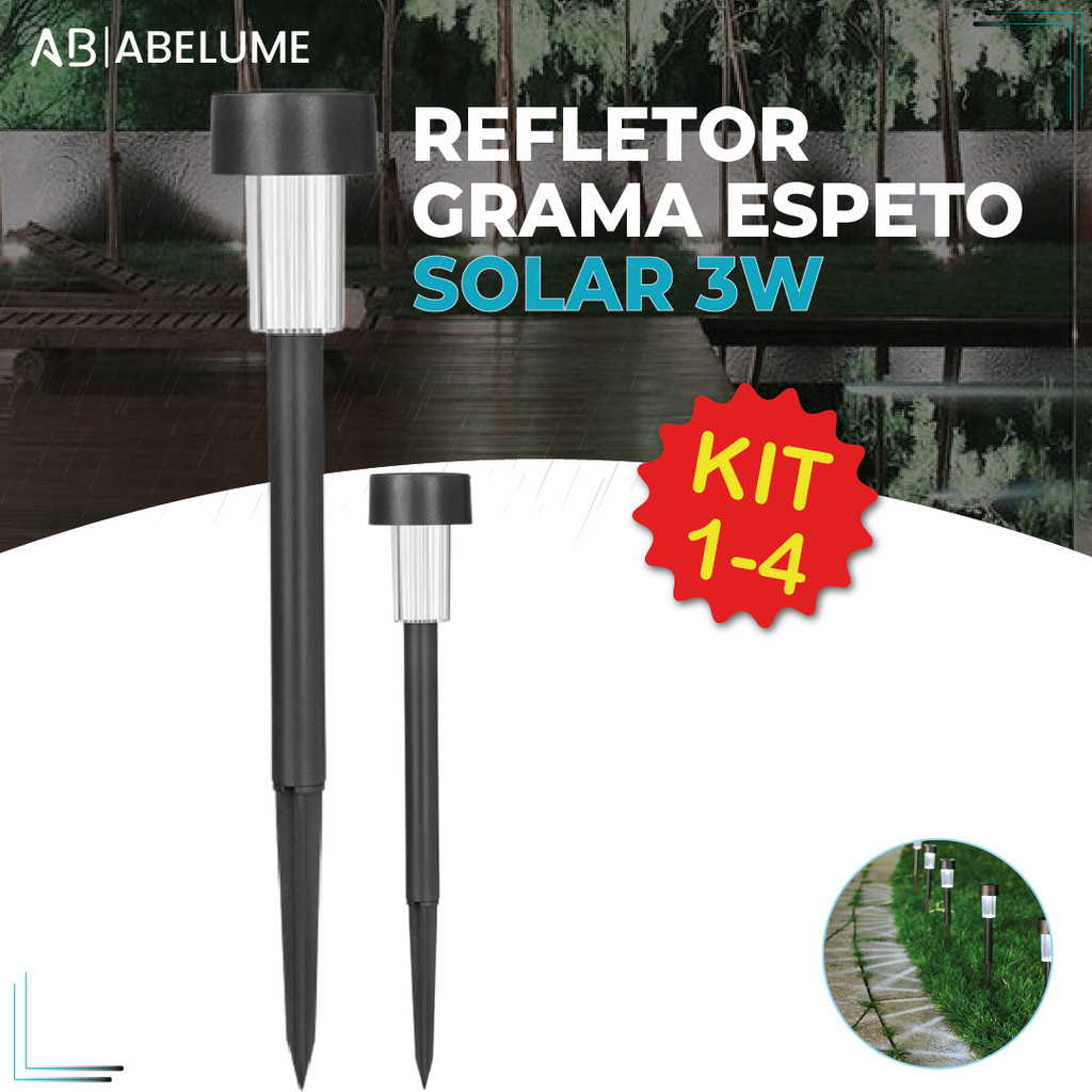 Kit Luminária Espeto Jardim Luz Solar Prova D'água