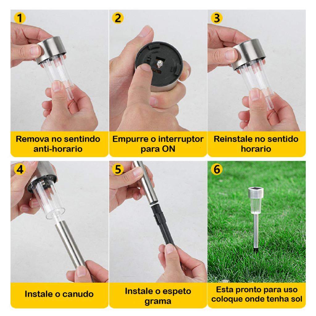 Kit Luminária Espeto Jardim Luz Solar Prova D'água
